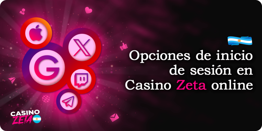 Opciones de inicio de sesión en Casino Zeta online